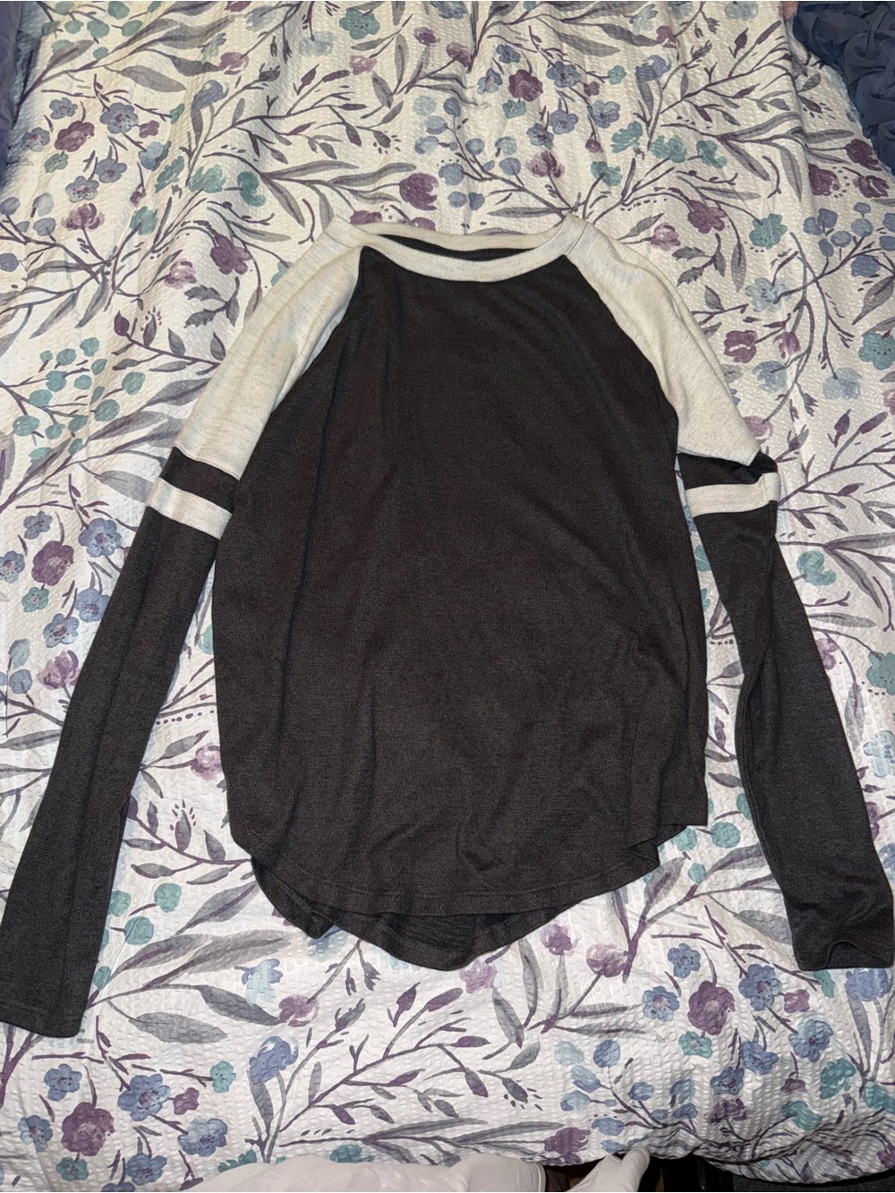 SO Gray Top with Cream Trim
